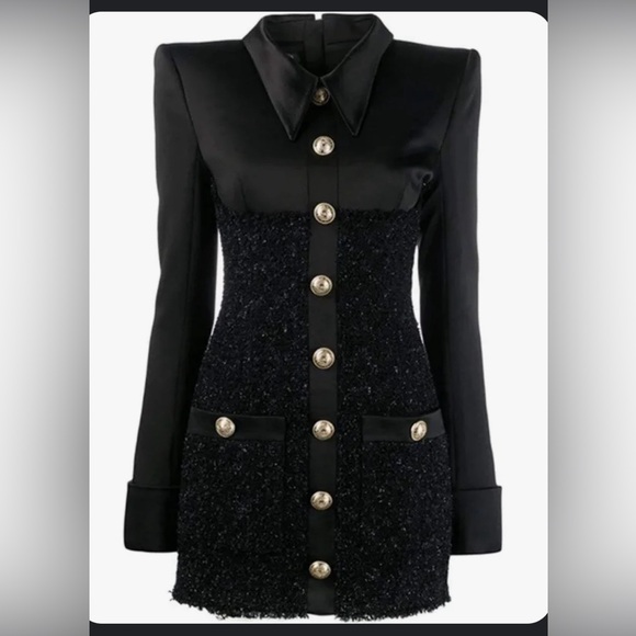 jessica bara Dresses & Skirts - Jessica Bara black satin glitter tweed mini dress